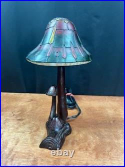 Vintage Mushroom Stained Glass Table Light Lamp Tiffany Style