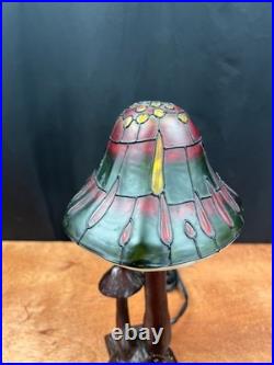 Vintage Mushroom Stained Glass Table Light Lamp Tiffany Style