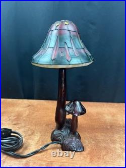 Vintage Mushroom Stained Glass Table Light Lamp Tiffany Style