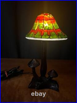 Vintage Mushroom Stained Glass Table Light Lamp Tiffany Style