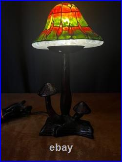 Vintage Mushroom Stained Glass Table Light Lamp Tiffany Style