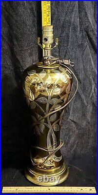 Vintage Nathan Latin Co. Inc. Genuine Hand Blown Glass Table Lamp, Gold, Vines