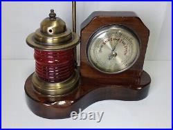 Vintage Nautical Table Lamp With Barometer & Ships Port Light No Shade
