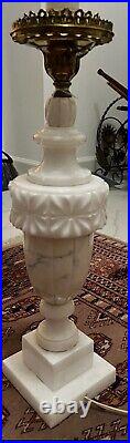 Vintage Neo Classical Style White Marble Table Lamp. See Pics For Appraisal