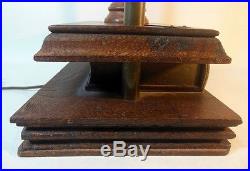 Vintage Oak Wood BOOK PRESS Table Library Lamp Napoleon Bonaparte Binding