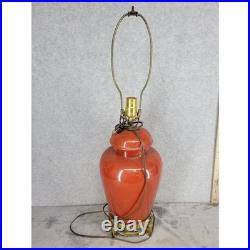 Vintage Orange Ceramic Ginger Jar Table Lamp With Brass Base 27 No Shade
