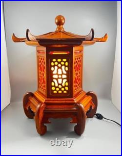 Vintage Oriental Asian Wood Tower Pagoda Shape Table Lamp 17 Tall Vintage Oriental Asian Wood Tower Pagoda Shape Table Lamp 17 Tall