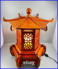 Vintage Oriental Asian Wood Tower Pagoda Shape Table Lamp 17 Tall Vintage Oriental Asian Wood Tower Pagoda Shape Table Lamp 17 Tall