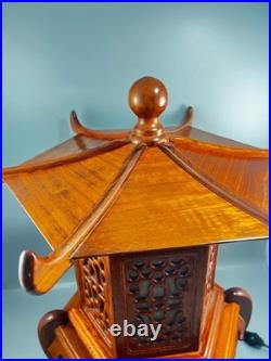 Vintage Oriental Asian Wood Tower Pagoda Shape Table Lamp 17 Tall
