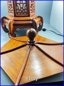 Vintage Oriental Asian Wood Tower Pagoda Shape Table Lamp 17 Tall Vintage Oriental Asian Wood Tower Pagoda Shape Table Lamp 17 Tall