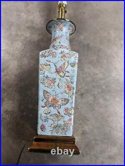 Vintage Oriental Ceramic Butterfly Table Lamp