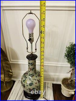 Vintage Oriental Chinoiserie Chinese Celadon Table Lamp