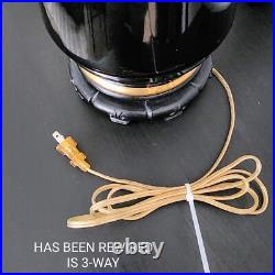 Vintage Oriental Chinoiserie Table Lamp Black & Gold Ivory Pagoda Fringed Shade Vintage Oriental Chinoiserie Table Lamp Black & Gold Ivory Pagoda Fringed Shade