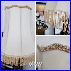 Vintage Oriental Chinoiserie Table Lamp Black & Gold Ivory Pagoda Fringed Shade Vintage Oriental Chinoiserie Table Lamp Black & Gold Ivory Pagoda Fringed Shade