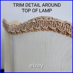 Vintage Oriental Chinoiserie Table Lamp Black & Gold Ivory Pagoda Fringed Shade