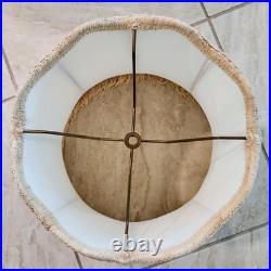 Vintage Oriental Chinoiserie Table Lamp Black & Gold Ivory Pagoda Fringed Shade