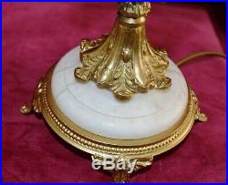Vintage Ornate Gilt Brass & Marble Table LAmps PAir of Working