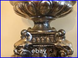 Vintage Ornate Hollywood Regency Cast Metal Silver Cherubs & Angels Table Lamp Vintage Ornate Hollywood Regency Cast Metal Silver Cherubs & Angels Table Lamp