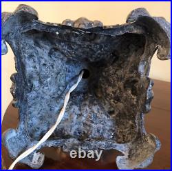 Vintage Ornate Hollywood Regency Cast Metal Silver Cherubs & Angels Table Lamp