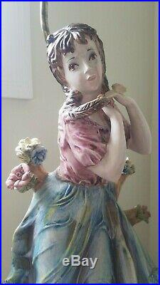 Vintage Pair Capodimonte Style Italian Figural Lamp Boy Girl Pair Shabby Chic