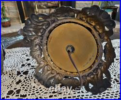 Vintage Pair Cast Metal Spelter Bronze/Brass Tone Footed Table Lamps Ornate