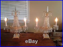 Vintage Pair Crystal Candelabras Light Lamp Germany
