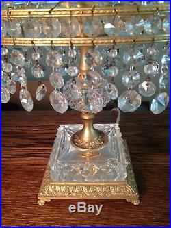 Vintage Pair Crystal Candelabras Light Lamp Germany