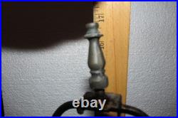 Vintage Pair Dresser Table Mantle Lamps Glass Beads Bronze Metal Shades MCM BOHO