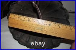 Vintage Pair Dresser Table Mantle Lamps Glass Beads Bronze Metal Shades MCM BOHO