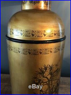 Vintage Pair Frederick COOPER CHINOISERIE Lamps Tea Caddy Cannister Asian Style