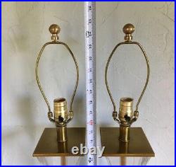 Vintage Pair Frederick Cooper Chicago Table Lamps Brass & Glass 2 Lights MCM