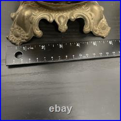 Vintage Pair Mid Century Hollywood Regency Amber Glass & Brass Table Lamps MCM