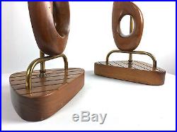 Vintage Pair Mid Century Modern Sculptural Walnut Table Lamps Modeline Heifetz