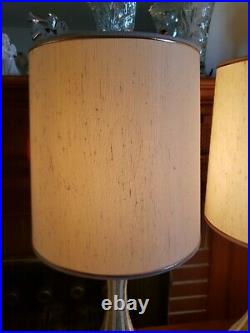 Vintage Pair Mid Century Quartite Creative Genie Bottle Table Lamp Orig. Shades