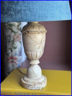 Vintage Pair Neoclassical Alabaster Carved Italian Marble Table Lamp