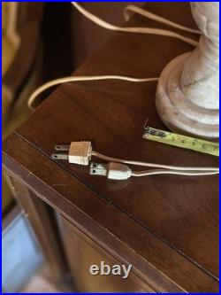 Vintage Pair Neoclassical Alabaster Carved Italian Marble Table Lamp