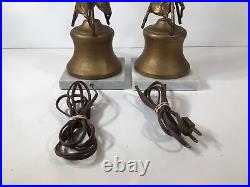 Vintage Pair Of MCM Table LampsGold Leaf/ MetalFlowers Hollywood RegencyNICE