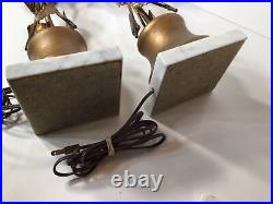 Vintage Pair Of MCM Table LampsGold Leaf/ MetalFlowers Hollywood RegencyNICE