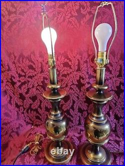 Vintage Pair Of Stiffel Brass Urn Table Lamp 31 high No shades. Beautiful heavy