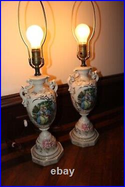 Vintage Pair Ornate Lamps Beautiful