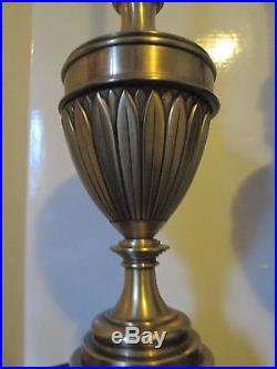 Vintage Pair STIFFEL Brass Trophy Urn Lamps Hollywood Regency Traditional