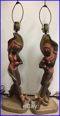 Vintage Pair Set Of 2 Reglor Of California Table Electric Lamps Male Female