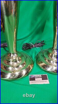 Vintage Pair Stiffel 6247 Solid Brass table Lamp Set Mcm