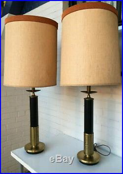 Vintage Pair Stiffel / Laurel Greek Key Hollywood Regency Lamps Mont Parzinger
