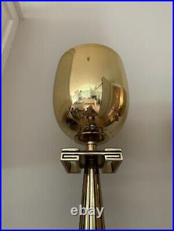 Vintage Pair Tommi Parzinger Torchiere Floor Lamp Greek Key Brass
