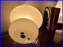 Vintage Pair Vetri Murano Glass White confetti Mushroom Italy Table Lamp 12