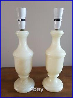 Vintage Pair of Onyx Marble Large/Tall 49cm/15.5 Table Lamps Bedside Lights