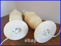 Vintage Pair of Onyx Marble Large/Tall 49cm/15.5 Table Lamps Bedside Lights
