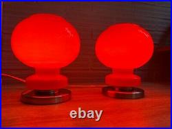Vintage Pair of Space Age Opaline Glass Table Lamp Mid Century Design Mushroom