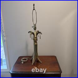 Vintage Palm Tree Table Top Lamp 31 Tall Tropical Tapered Base Brass Tone